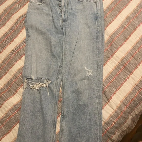 Agolde Riley High Rise Crop in Shatter Color - Picture 2 of 9